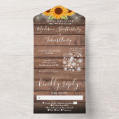 String Lights Mason Jars Rustieke Zonnebloem Bruil All In One Uitnodiging (Binnen)