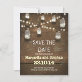 String Lights & Mason Jars Sla de datumkaarten op Save The Date (Voorkant)