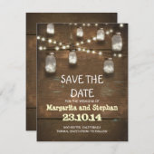 String Lights & Mason Jars Sla de datumkaarten op Save The Date (Voorkant / Achterkant)