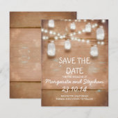 String Lights & Mason Jars Sla de datumkaarten op Save The Date (Voorkant / Achterkant)