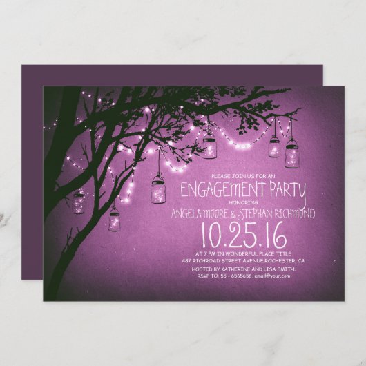 String Lights Mason Jars verlovingsfeest Kaart (Voorkant / Achterkant)