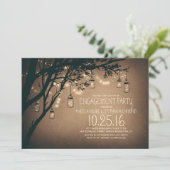 String Lights Mason Jars verlovingsfeest Kaart (Staand voorkant)