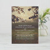 String Lights Meadow Tree Branches Retro Weddensch Kaart (Staand voorkant)