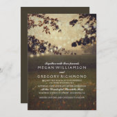 String Lights Meadow Tree Branches Retro Weddensch Kaart (Voorkant / Achterkant)