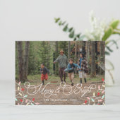  String Lights Merry Bright Christmas Foto Feestdagenkaart (Staand voorkant)