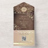 String Lights Monogram Bruiloft QR Code All In One Uitnodiging (Binnen)