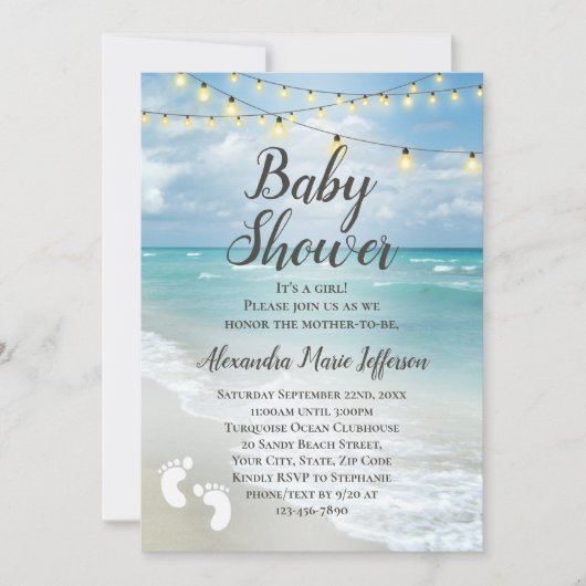 String Lights Mooi Strand Jongen Meisje Baby showe Kaart (Voorkant)