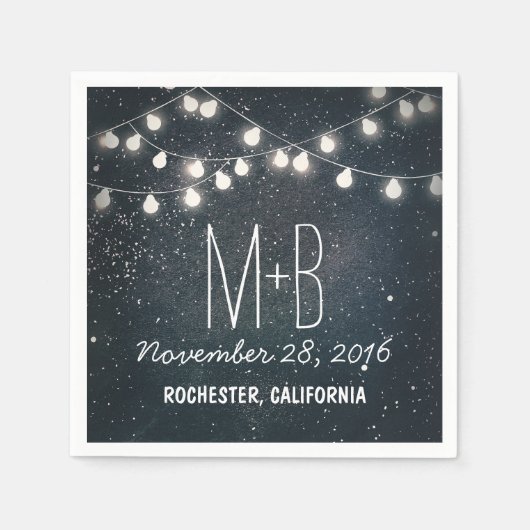 String Lights Nacht Sterren Bruiloft Servet (Voorkant)