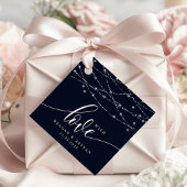 String Lights Navy Blue Elegant Weddenschap met li Bedankjes Labels
