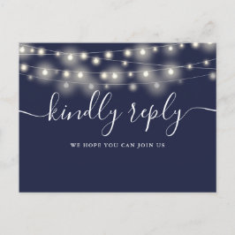 String Lights Navy Blue Song Aanvraag RSVP Briefka Uitnodiging Briefkaart