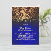 String Lights Navy & Gold  glitter bruiloft Kaart (Staand voorkant)