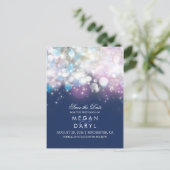 String Lights Navy rustiek Save the Date Aankondigingskaart (Staand voorkant)