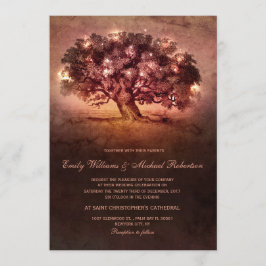  String Lights Oak Tree Country Wedding Kaart