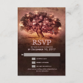 String Lights Oak Tree Country Wedding RSVP Kaartje