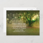 String Lights Oak Tree Rustic Save the Date Aankondigingskaart (Voorkant / Achterkant)