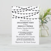 String Lights on Rustic Kraft Engagement Party Kaart (Staand voorkant)