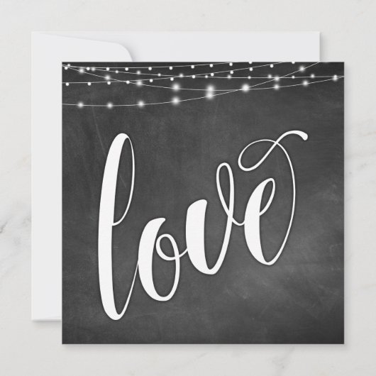 String Lights op Chalkboard Typografie Trouwen Kaart (Achterkant)
