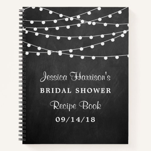String Lights op krijtbord Vrijgezellenfeest Recep Notitieboek (Voorkant)