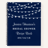 String Lights op Navy Blue Vrijgezellenfeest Recip Notitieboek (Voorkant)