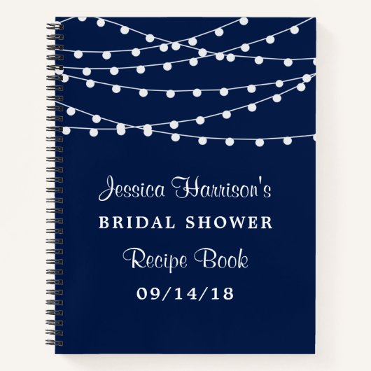 String Lights op Navy Blue Vrijgezellenfeest Recip Notitieboek (Voorkant)