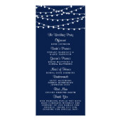 String Lights op Navy Blue Wedding Program Reclamekaart (Achterkant)