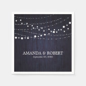 String Lights op Rustic Wood Wedding Blue Servet (Voorkant)