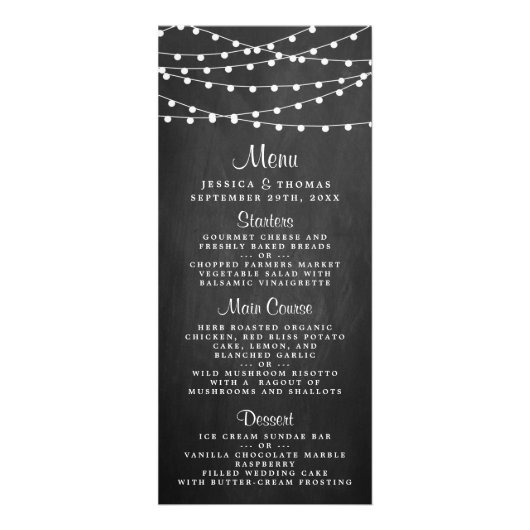 String Lights op schoolbord Wedding Menu (Voorkant)