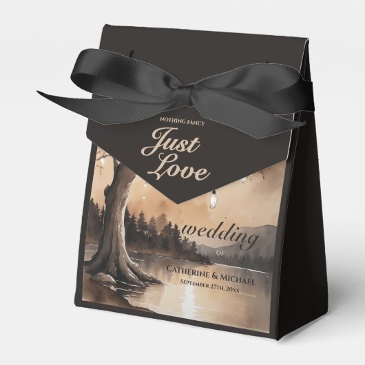 String Lights op Tree Romantic Country Wedding Bedankdoosjes (Voorkant Zijde)