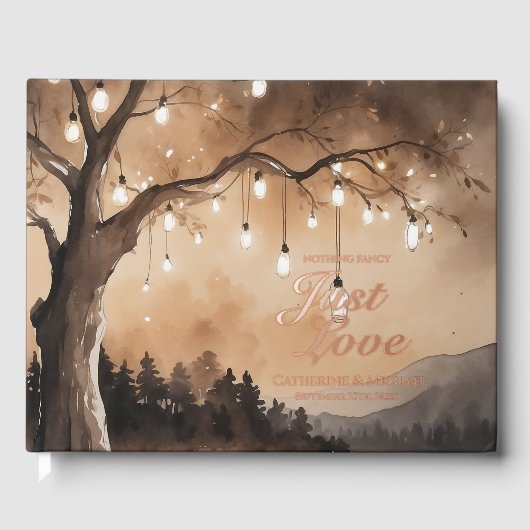String Lights op Tree Romantic Country Wedding Gastenboek (Voorkant)