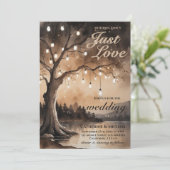 String Lights op Tree Romantic Country Wedding Kaart (Staand voorkant)
