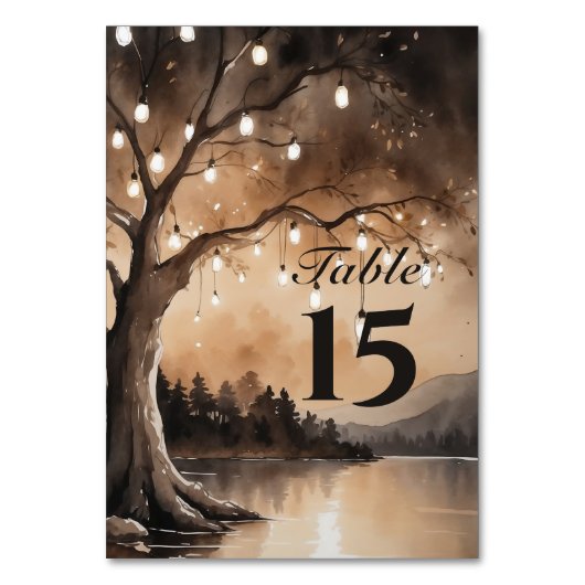 String Lights op Tree Romantic Country Wedding Kaart (Voorkant)