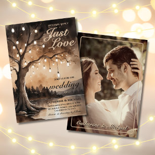 String Lights op Tree Romantic Country Wedding Kaart