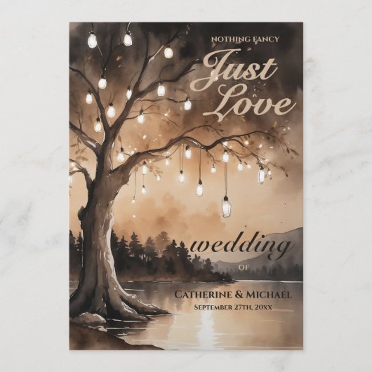 String Lights op Tree Romantic Country Wedding Menu (Voorkant)