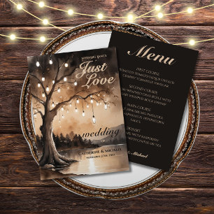 String Lights op Tree Romantic Country Wedding Menu