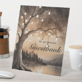 String Lights op Tree Romantic Country Wedding Reclamebord Met Voetstuk (Insitu)