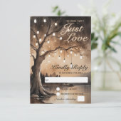 String Lights op Tree Romantic Country Wedding RSVP Kaartje (Staand voorkant)