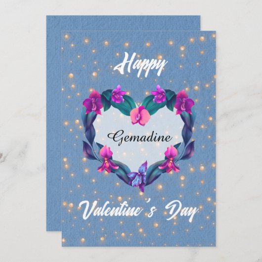 String Lights Orchid shaped Heart Feestdagenkaart (Voorkant / Achterkant)