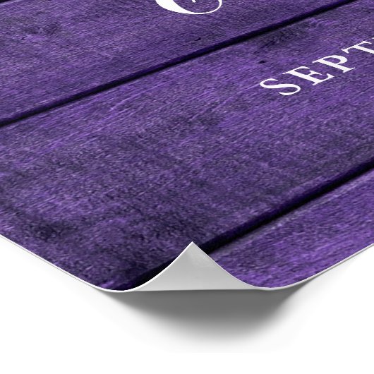 String Lights Paarse houten bruiloft welkomstteken Poster (Hoek)