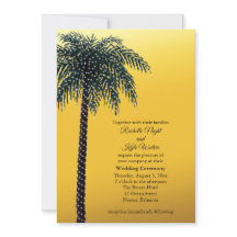String Lights Palm Tree Golden Wedding Uitnodiging