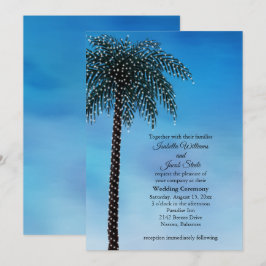 String Lights Palm Tree Wedding Nodig Waterverf ui Kaart