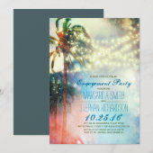 String Lights Palmbomen Beach Engagement Party Kaart (Voorkant / Achterkant)