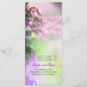 String Lights Palms Beach Paars Wedding Programs Programmakaart