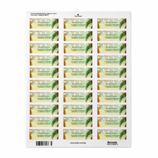 String Lights Palms Strand Zonsondergang Retourbru Etiket (Full Sheet)