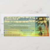 String Lights Palms Wedding Boarding Pass Tickets Kaart (Voorkant)
