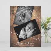 String Lights | Peace & Love Christmas Photo Wood Feestdagenkaart (Staand voorkant)
