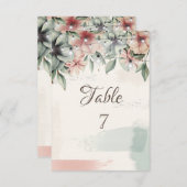 String Lights, penseelstreek, Floral Table Card Kaart (Voorkant / Achterkant)
