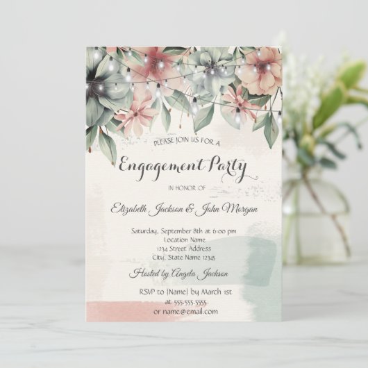 String Lights,Penseelstreek,Verloving Kaart (Staand voorkant)