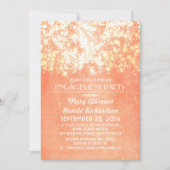 String Lights Perzik en goud verlovingsfeest Kaart (Voorkant)