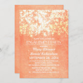 String Lights Perzik en goud verlovingsfeest Kaart (Voorkant / Achterkant)