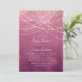 String Lights Pink Girl Baby shower Kaart (Staand voorkant)